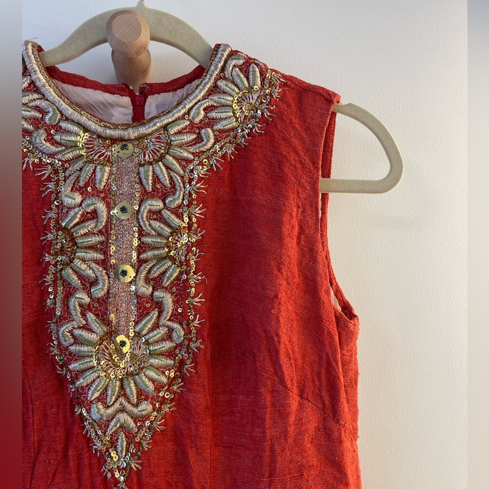 Vintage unbranded handmade Indian inspired coral maxi